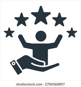 Ilustración vectorial de icono de glifo de satisfacción