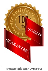 Satisfaction gold label and ribbon