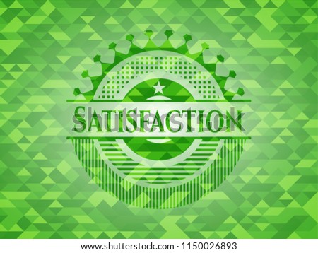 Satisfaction green emblem with mosaic background