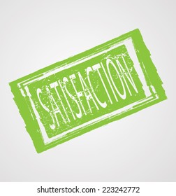 Satisfaction Green Rubber Stamp in Grunge Style for your Design.