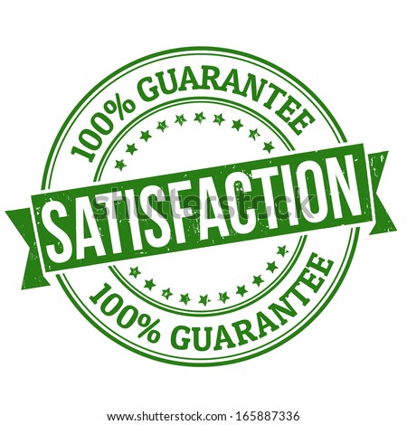 Satisfaction grunge rubber stamp on white, vector illustration