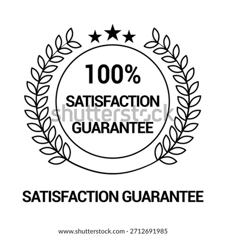 Satisfaction guarantee 100 percent badge seal and warranty icon with editable stroke.