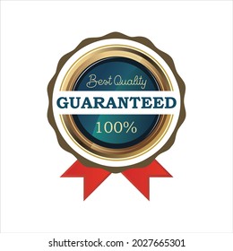 Satisfaction Guarantee Certification Badge in Gold Shining Quality Emblems of Product Packaging.