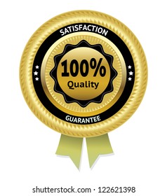 Satisfaction guarantee gold vector label. eps 10