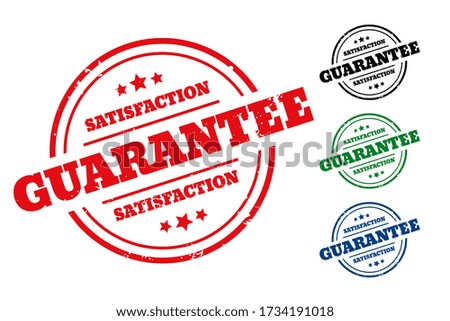 satisfaction guarantee rubber stamp label set of four