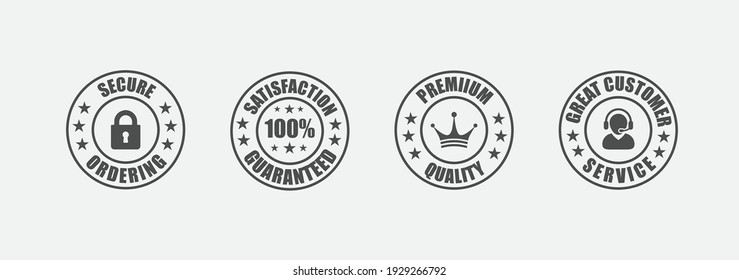 satisfaction guarantee, secure ordering, premium quality, customer service, Trust Badges
