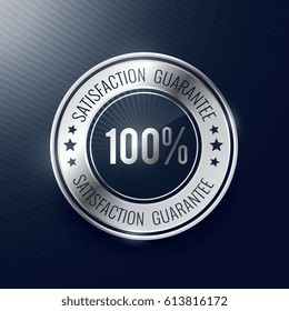 satisfaction guarantee silver label and badge