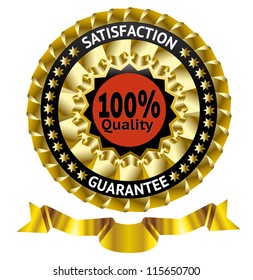 Satisfaction guarantee vector label with ribbon. eps 10