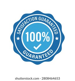 Satisfaction guaranteed 100 percent checkmark blue seal icon icon