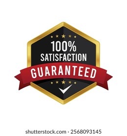 Satisfaction Guaranteed 100% Quality Badge with ribbon, trust badge design