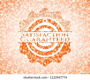  Satisfaction Guaranteed abstract emblem, orange mosaic background
