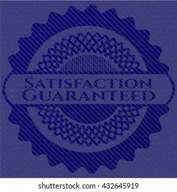 Satisfaction Guaranteed badge with denim background