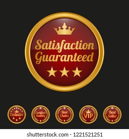 Satisfaction guaranteed badge on black background. Vector illustration