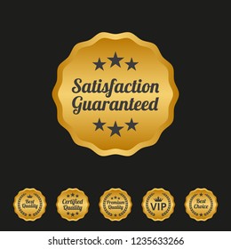 Satisfaction guaranteed badge on black background. Vector illustration