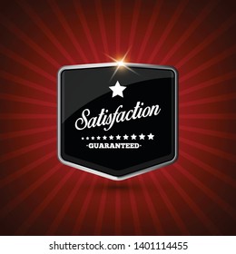 Satisfaction guaranteed button, retro vintage badge. Vector.