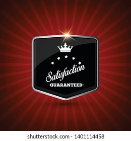 Satisfaction guaranteed button, retro vintage badge. Vector.