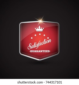 Satisfaction guaranteed button, retro vintage badge. Vector.