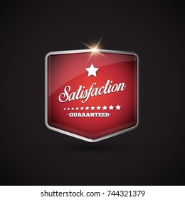 Satisfaction guaranteed button, retro vintage badge. Vector.