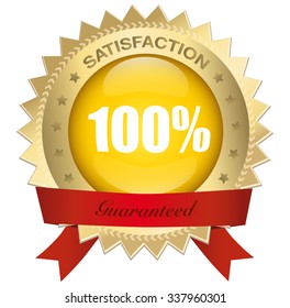 Satisfaction guaranteed button or vector icon.