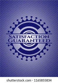 Satisfaction Guaranteed emblem with denim high quality background