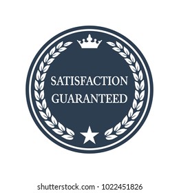 Satisfaction guaranteed flat badge on white background. Vector illustration
