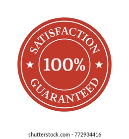 Satisfaction guaranteed flat badge on white background. Vector illustration