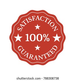 Satisfaction guaranteed flat badge on white background. Vector illustration