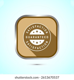 Satisfaction guaranteed icon design illustration, 100 percent satisfaction badge label sign, Gold color shadow button design