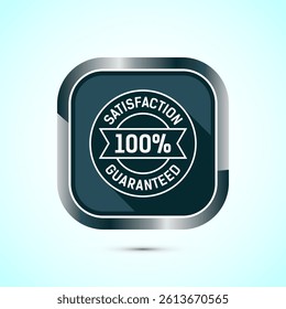Satisfaction guaranteed icon design illustration, 100 percent satisfaction badge label sign, Gray color shadow button design