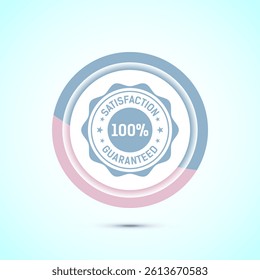 Satisfaction guaranteed icon design illustration, 100 percent satisfaction badge label sign, Pastel color button design