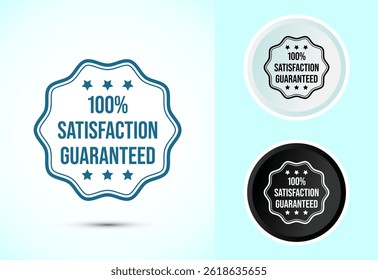 Satisfaction guaranteed icon design illustration, 100 percent satisfaction badge label sign in color, black and white