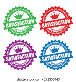 Satisfaction guaranteed label, sign, stamp and sticker. Vector