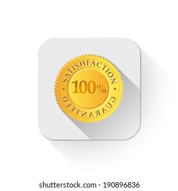 satisfaction guaranteed With long shadow over app button