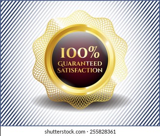 Satisfaction Guaranteed object. Shiny golden icon.