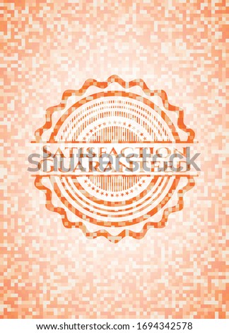 Satisfaction Guaranteed orange mosaic emblem with background