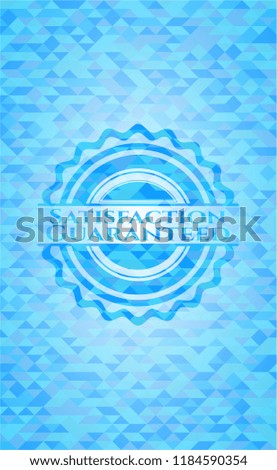 Satisfaction Guaranteed realistic sky blue mosaic emblem