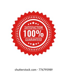 satisfaction guaranteed red circle seal stamp on white background. Illustration for design