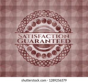 Satisfaction Guaranteed red geometric emblem. Seamless.