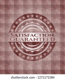 Satisfaction Guaranteed red seamless geometric pattern emblem. Seamless.