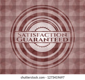 Satisfaction Guaranteed red seamless polygonal badge.