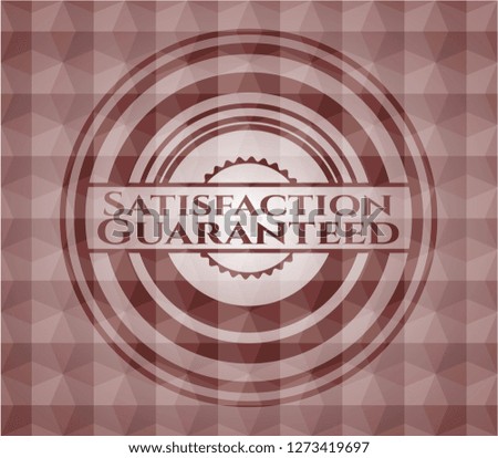 Satisfaction Guaranteed red seamless polygonal badge.