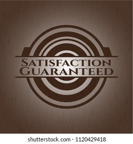 Satisfaction Guaranteed retro style wooden emblem