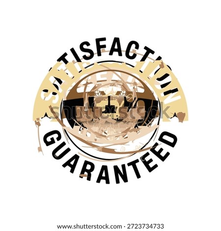 Satisfaction guaranteed stamp or seal with blurred background texture