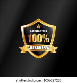 satisfaction guaranteed vector badge in gold color