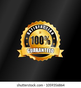 satisfaction guaranteed vector badge in gold color