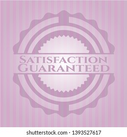 Satisfaction Guaranteed vintage pink emblem. Vector Illustration. Detailed.