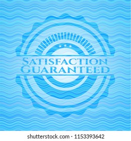 Satisfaction Guaranteed water representation badge background.
