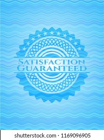 Satisfaction Guaranteed water representation emblem background.