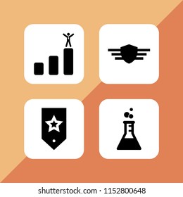 satisfaction icon. 4 satisfaction set with experiment, businessman success and rank vector icons for web and mobile app