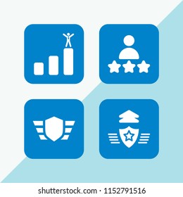 satisfaction icon. 4 satisfaction set with rank, rate and businessman success vector icons for web and mobile app